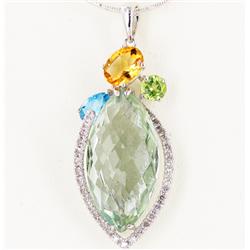 26.6twc Amethyst Topaz Diamond 14k Gold Pendant (JEW-3386)