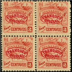 1896 Nicaragua 2c Official Block of 4 (STM-0403)