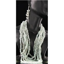570twc Emerald/Aquamarine Multi-strand Necklace Earrings (JEW-1144)