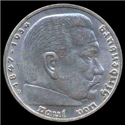 1935D Nazi Germany 5 Mark MS 65 RARE ERROR (COI-8202)