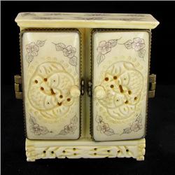 Chinese Handcarved Bone Double Gem Box (CLB-846)