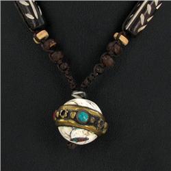 Tibet Shell Agate Bead Nickel Necklace (JEW-3263)