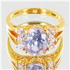 Image 1 : 19.7twc Lab Diamond/Aquamarine Gold Vermeil Ring (JEW-3514)