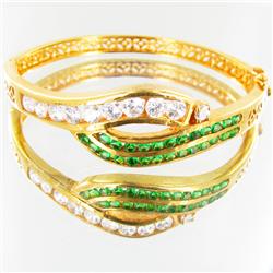 94.9twc Lab Diamond/Emerald Gold Vermeil Bracelet (JEW-3534)
