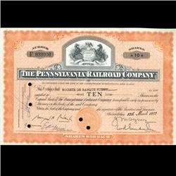 1950s Penn. Railroad Stock Certificate Scarce (CUR-06423)