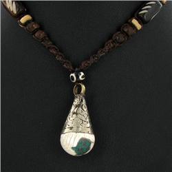 Tibet Shell Agate Bead Nickel Necklace (JEW-3267)