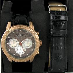 New Ice Time Mens Diamond Bezel Chrono Style Watch (WAT-342)