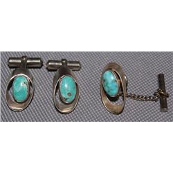 PAIR OF CUFF LINKS AND TIE CLASP