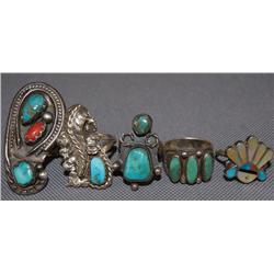 FIVE NAVAJO RINGS