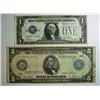 2 pc currency lot  1914 $5 FRN Fine and a 1928A $1 funny back silver certificate
