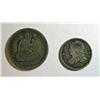 Image 1 : 1830 Bust dime VG/F and 1856 Seated quarter  VF