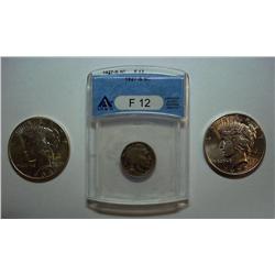 1927S Buffalo nickel ANACS12 1934 AU55-1935 AU58 Peace $'s