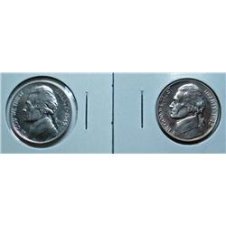 T1 and T2  1942 Jefferson proof nickels;T1 PR64 lite spots--T2 PR64