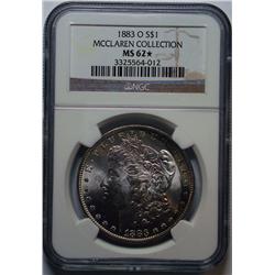 1883O Mcclaren Collection  Morgan $   NGC62 star