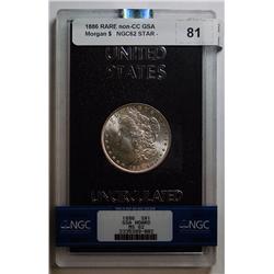 1886 RARE non-CC GSA  Morgan $   NGC62 STAR