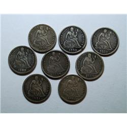 4  1887-1889-1890-2  1891 Seated dimes  NICE VF coins