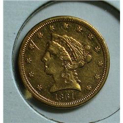 1861 $2 1/2 CIVIL WAR GOLD  XF45