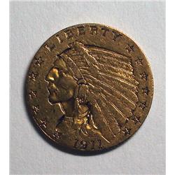 1911   $2 1/2 GOLD  XF