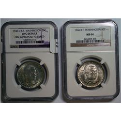 1946 BTW NGC64 and 46D BTW NGC unc cleaned (not true)half $