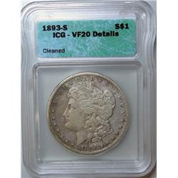 1893S  Morgan $  ICG20  cleaned  20 GS bid = $4800