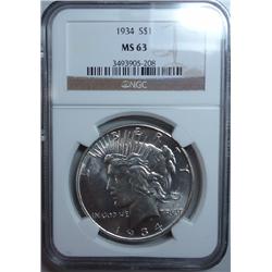 1934 Peace $  NGC63