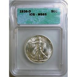 1936D Walker half $  ICG65  VERY SCARCE DATE