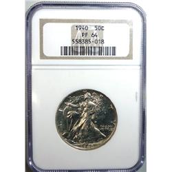 1940 proof Walker half $  NGC PF64