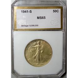 1941S  Walker half $  PCI65 lite golden tone