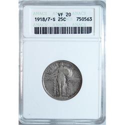 1918/7S Standing Liberty quarter ANACS20