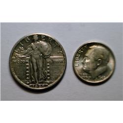 1949S  GEMBU dime 1927 AU quarter