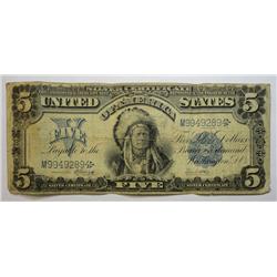 1899 $5 silver certificate  INDIAN VG
