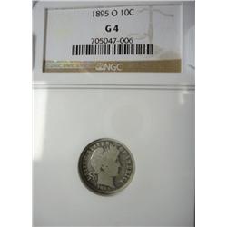 1895O Barber dime  NGC04 solid rim  VERY SCARCE DATE TO LOCATE