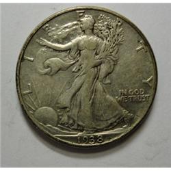1938D Walker half $  NICE XF UNDIPPED