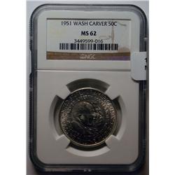1951 Washington Carver half $  NGC62--GS bid for set = $170