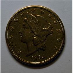 1893S $20 GOLD  XF heavily cleaned