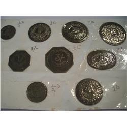 Set of 9 Great Britain Royal Arsenal Cooperative SOC Tokens, 1/2D to 6D + 1/,3/,5/