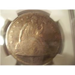 1871 Sitting Liberty Silver Dollar, NGC Graded AU-53