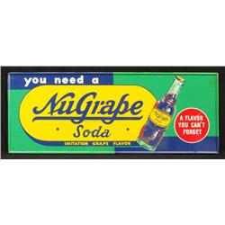 Nu Grape Soda Near Mint NOS Tin Sign