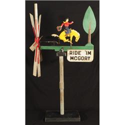 Vintage Cowboy Folk Art Whirlygig