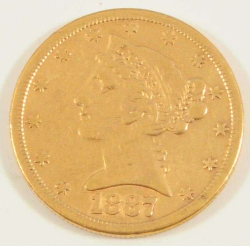 1887 Liberty Head 5 Dollar Gold Coin 1887-liberty-head-5-dollar-gold-coin