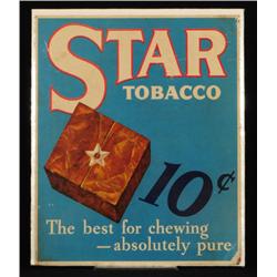 Star Tobacco 10 Cent Plug Cardboard Adv Sign