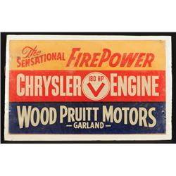 Chrysler Fire Power 180HP Engine Cardboard Sign