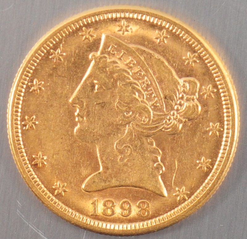 1898 S Mint Liberty Five Dollar Gold Coin