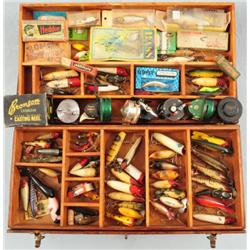 Antique Tackle Box Full of Wooden Fishing Lures