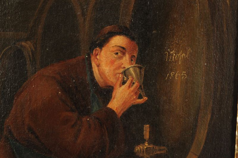 Monks Drinking Wine Oil Painting Jos Stephan 1926