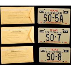 3 Texas Officials, License Plates Bob Bullock 1987