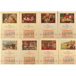 8 Shiner Beer Advertising Calendars 1957-1964