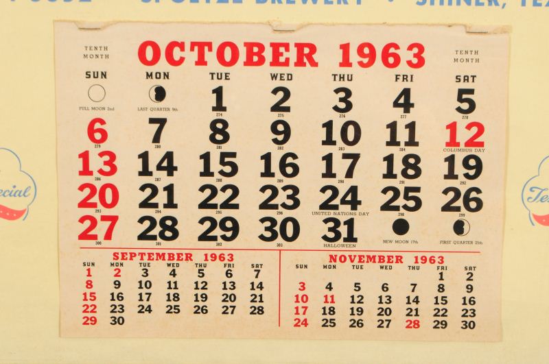 8 Shiner Beer Advertising Calendars 19571964