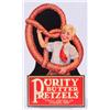 Image 1 : 1920 Purity Pretzels Diecut Cardboard Sign NOS