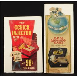 Gem Razors & Schick Razors Cardboard Signs